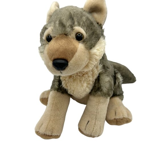 Wild Republic Gray Tan Wolf Plush Toy Stuffed Animal‎ 12" Realistic - Picture 1 of 7